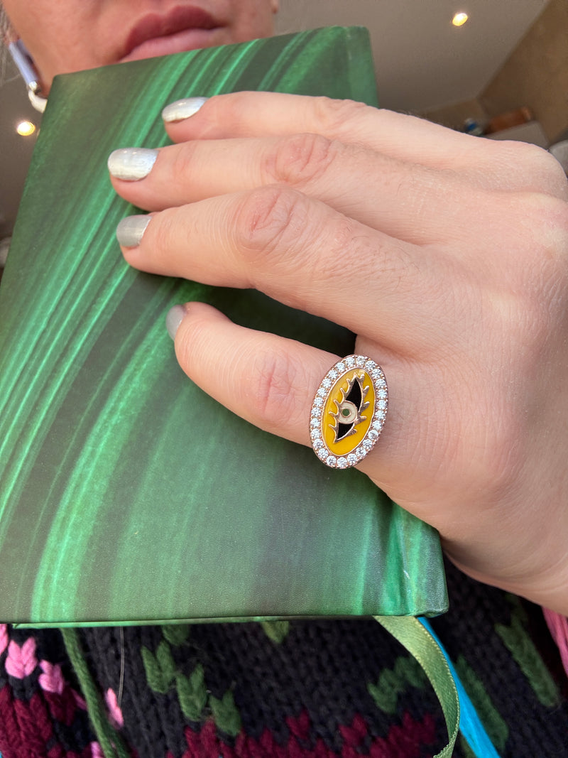 Radiant Eye Yellow Crystal Ring