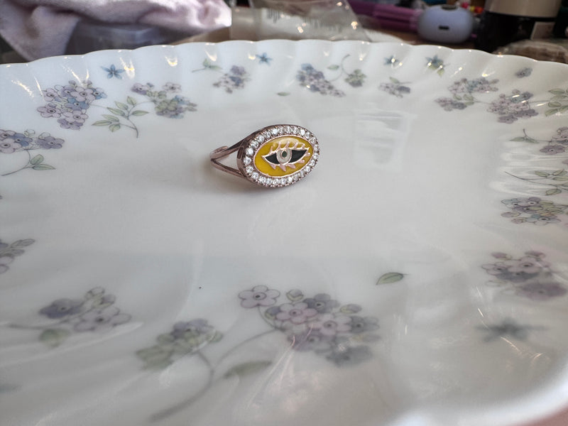 Radiant Eye Yellow Crystal Ring