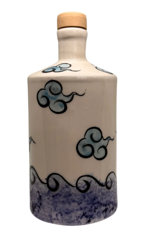 Artisan Crafted Ceramic Mediterranean Sailboat Bottle And Vase