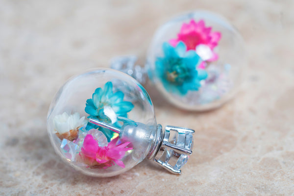 Floral Earrings with Swarovski Crystals
