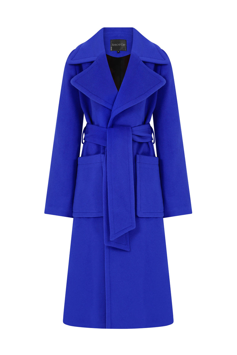 KIKI SAPHIRE CHARCOAL CASHMERE & WOOL COAT