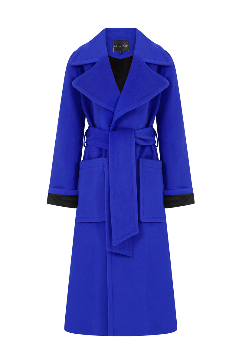 KIKI SAPHIRE CHARCOAL CASHMERE & WOOL COAT