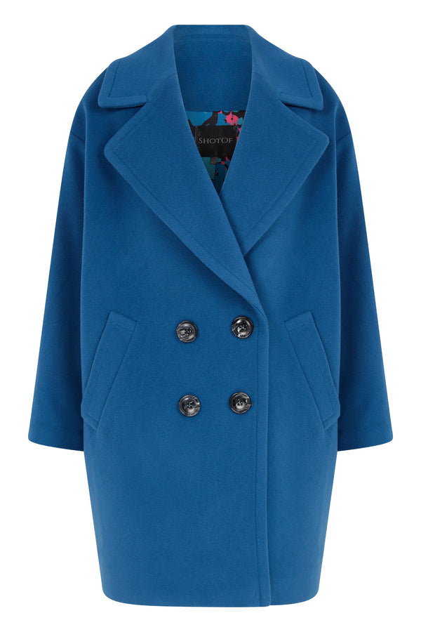 MORI TEAL SULLY CASHMERE & WOOL COAT